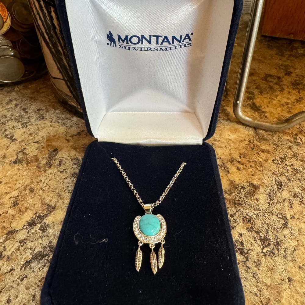 Montana Silversmiths Blue and Silver Dreamcatcher Necklace